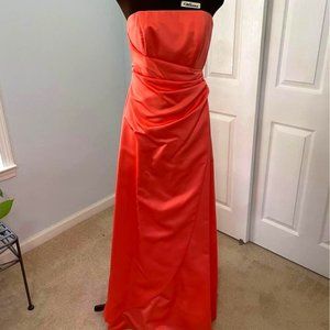 Coral Satin Bridesmaid/Ball Gown with Side Drape Size 6